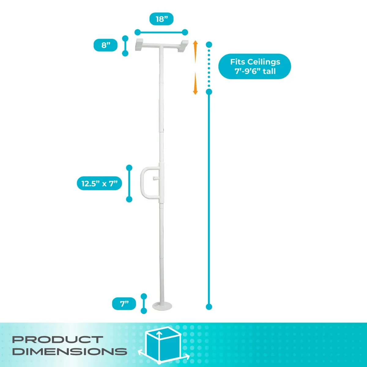 Security Pole with Curve Grab Bar