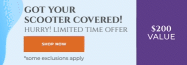 Limited Time offer, 3 year in-home service on scooters, exclusions apply