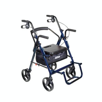 Drive Medical Duet Transport Chair and Rollator Rolling Walkers W/Handbrakes