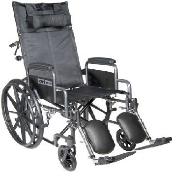 Silver Sport Reclining Wheelchair w/ Detachable Desk Length Arms & Elevating Legrest 