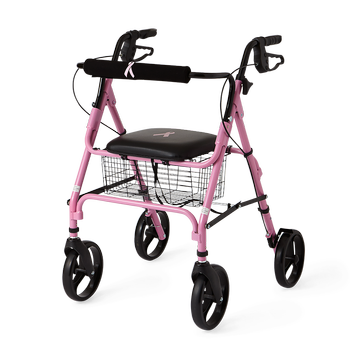 Medline Breast Cancer Awareness Rollator Rolling Walkers W/Handbrakes