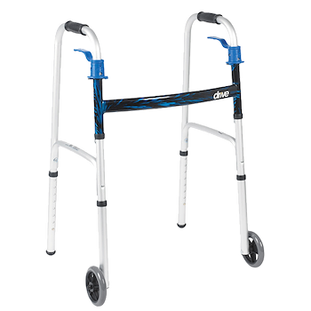 Drive Medical Deluxe Trigger Release Folding Walker with 5" Wheels Standard Walker