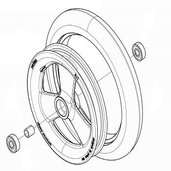 Invacare Wheel Assembly Composite, Urethane (8" x 1") Caster Wheel Assemblies