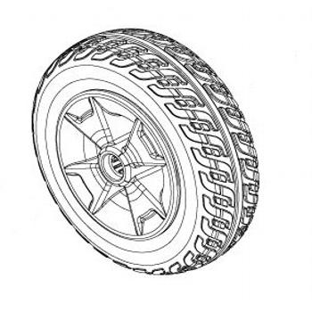 Wheel, Assy, Front, Black Tire/Silver Rim, Pu Foam, 3 Wheel, 8" 