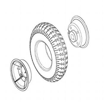 Black Flat-Free Rear Wheel Assembly for Revo Scooters 
