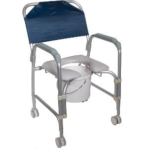 Drive Medical Aluminum Shower Chair and Commode with Casters Rehab Shower Commode Chair