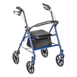 Drive Medical Four Wheel Rollator with Fold Up Removable Back Support Rolling Walkers W/Handbrakes
