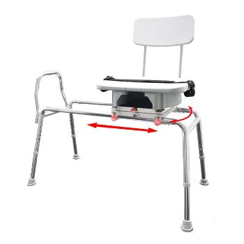 Eagle Health Sliding Transfer Bench with Replaceable Cut Out Swivel Seat Transfer Bench
