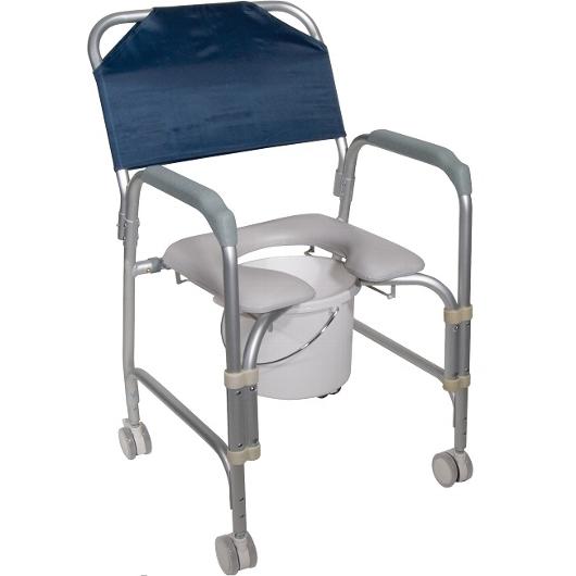 Aluminum Shower Chair and Commode with Casters 