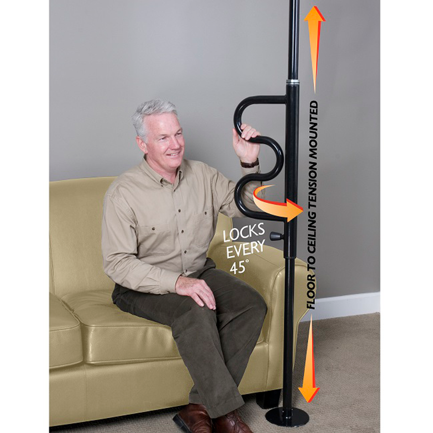 Security Pole with Curve Grab Bar