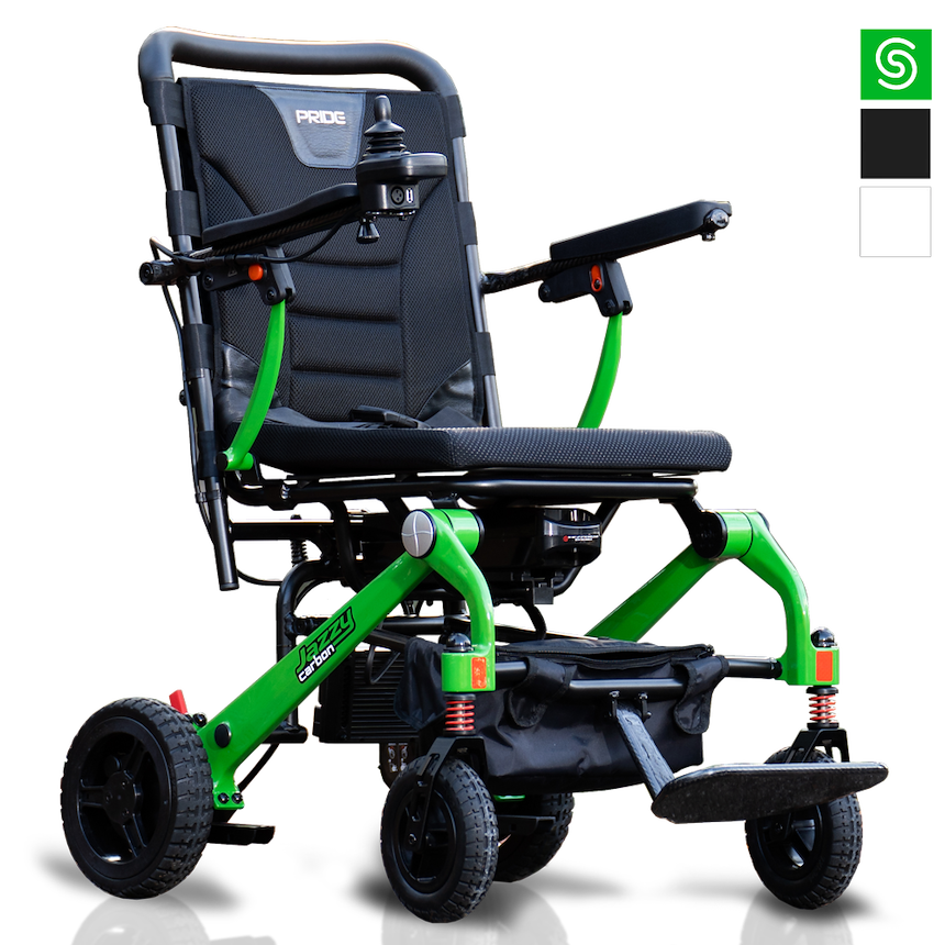 Jazzy Carbon Folding Power Chair by Pride in SpinLife Exclusive Green
