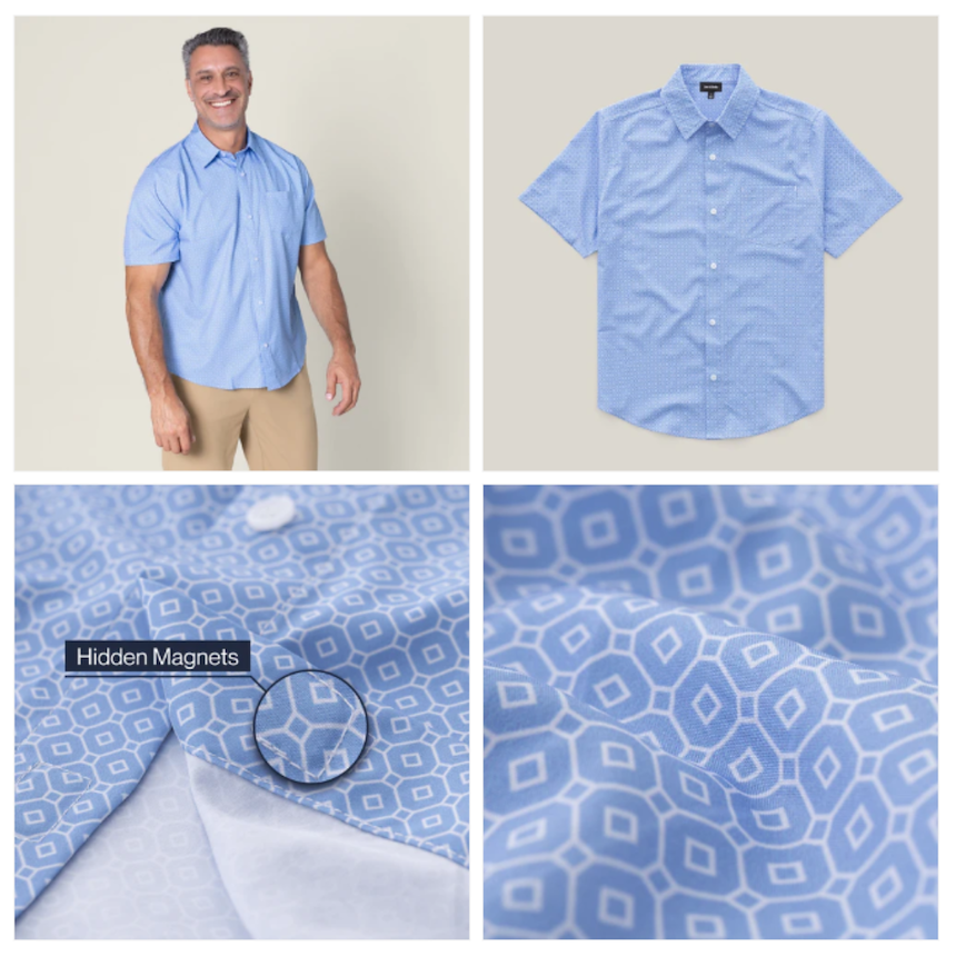 Short-Sleeve Everyday Magnetic-Button Shirt for Men