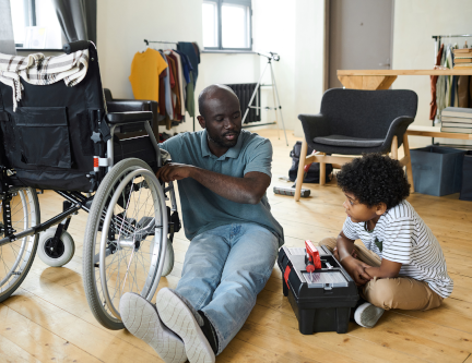 Scooter being disassembled